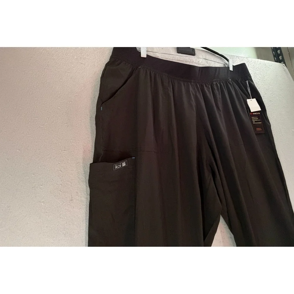 Koi Basics Caroline Scrub Pants‎ Womens 3X Black Straight Leg 743R Cargo NWT
